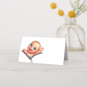 Girl Peekout Baby Shower White Tack Placeringskort