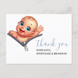 Girl Peekout Baby Shower White Tack Vykort