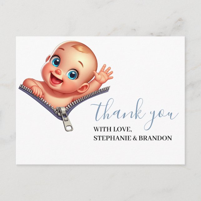 Girl Peekout Baby Shower White Tack Vykort (Framsida)