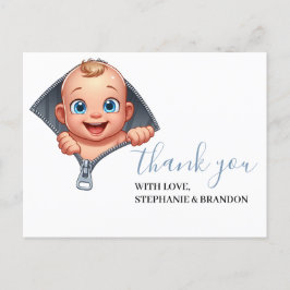 Girl Peekout Baby Shower White Tack Vykort