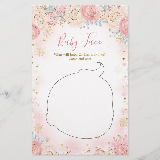 Girl Penguin Winter Snowflake Baby Ansikte Card (Framsida)