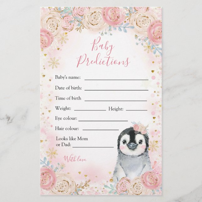 Girl Penguin Winter Snowflake Baby Predictions (Framsida)