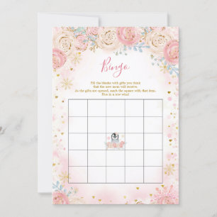 Girl Penguin Winter Snowflake Bingo Game Inbjudningar