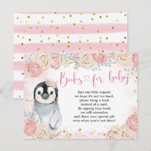 Girl Penguin Winter Snowflake Bokar för Baby Inbjudan Vykort