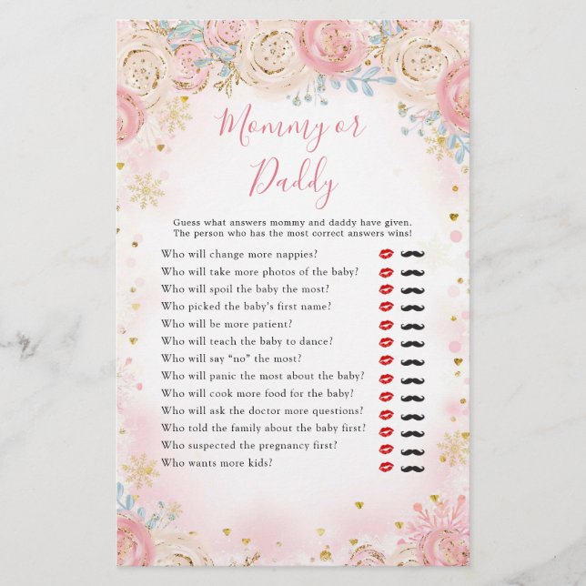 Girl Penguin Winter Snowflake Mamma eller pappa Ga (Framsida)