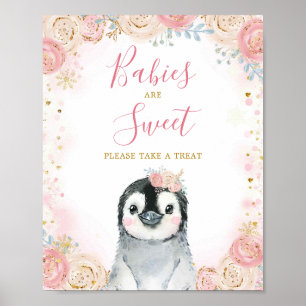 Girl Penguin Winter Snowflake, ta ett slag Poster