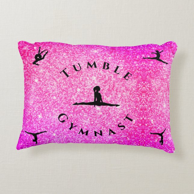 Girl Personlig Tumble Gymnast Gymnastics Pillow Prydnadskudde (Baksidan)