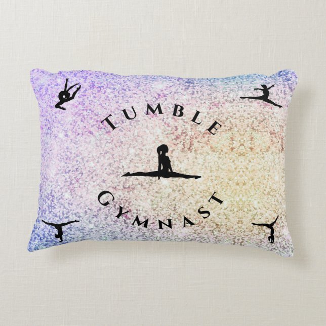 Girl Personlig Tumble Gymnast Gymnastics Pillow Prydnadskudde (Baksidan)