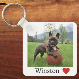 Girl Photo and Namn Hund Fransk Bulldog Nyckelring