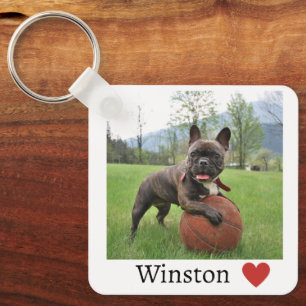 Girl Photo and Namn Hund Fransk Bulldog Nyckelring