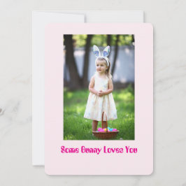 Girl Photo in Garden, Pink Easter Greeting Card Inbjudningar