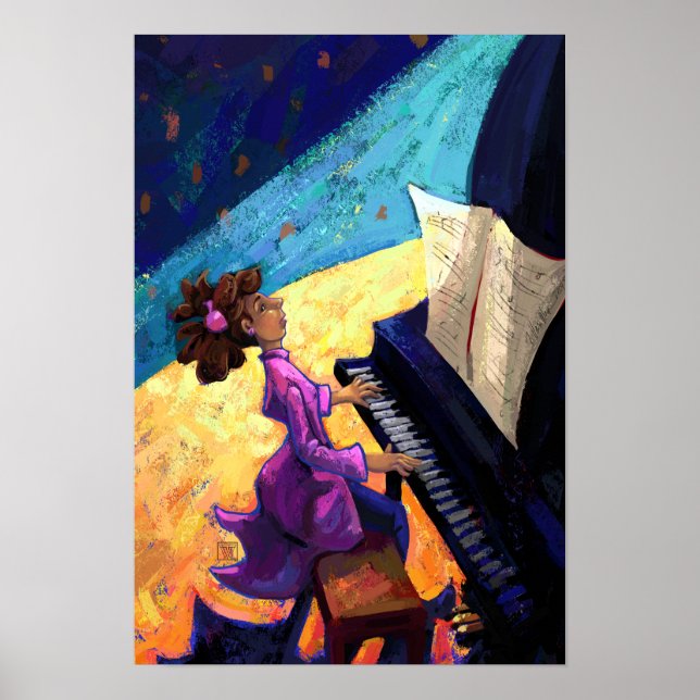 Girl Pianist på Stage Poster (Framsidan)