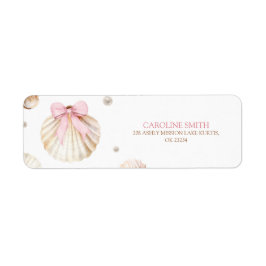 Girl Pink Bow Shell Baby Shower Address Label Returadress Etikett