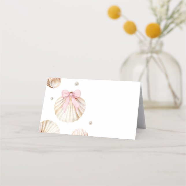Girl Pink Bow Shell Baby Shower Appointment Card Tidsbeställning Kort (Framsida)