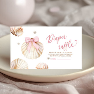 Girl Pink Bow Shell Baby Shower Diaper Raffle Tilläggskort