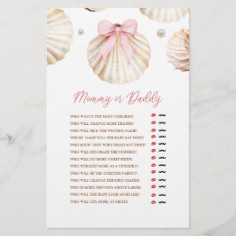 Girl Pink Bow Shell Baby Shower Mommy or Daddy