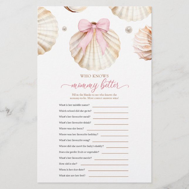Girl Pink Bow Shell Who Knows Mommy Better (Framsida)