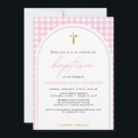 Girl pink gingham modern minimalistic baptism inbjudningar<br><div class="desc">Celebrate your baby girl's special day with this customizable pink gingham baptism invitation card. Designed with a modern and minimalistic aesthetic, this elegant invite features a soft pastel pink checkered background, clean typography, and a graceful layout that complements any baptism, christening, or naming ceremony. Ideal for modern parents who appreciate...</div>