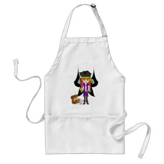Girl Pirat Fe med Treasure och Flagga Apron Förkläde