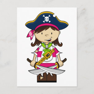 Girl Pirat Kapten Postcard Vykort