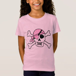 Girl Pirat Skull och Bones Rosa T Shirt