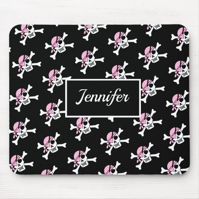 Girl Pirat Skull och Crossbone Mouse Pad Musmatta (Framsidan)