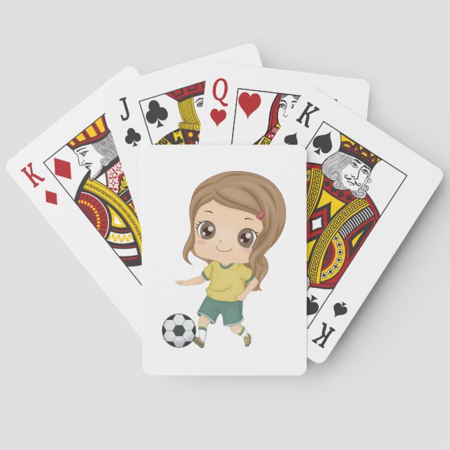 Girl Playing Soccer Adorable Kids Sports Casinokort (Baksidan)