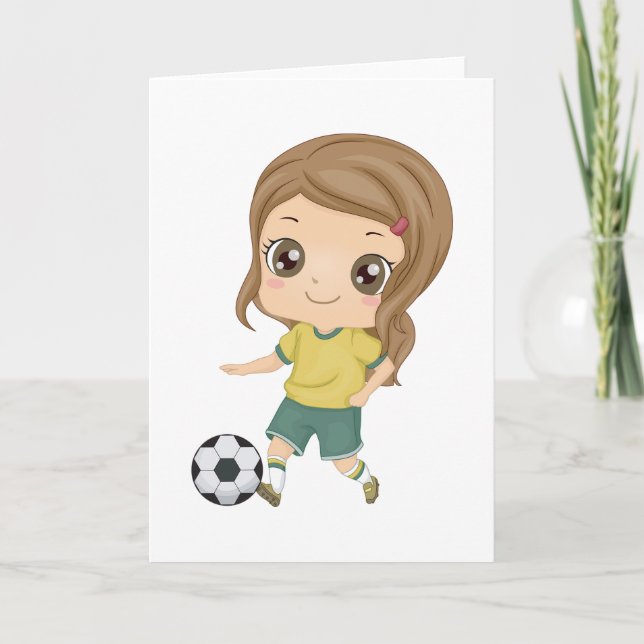 Girl Playing Soccer Adorable Kids Sports Kort (Framsida)