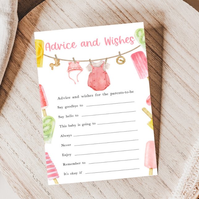 Girl Popsicle Baby Shower Advice and Wishes Game (Ready to Pop Popsicle Baby Shower Game)