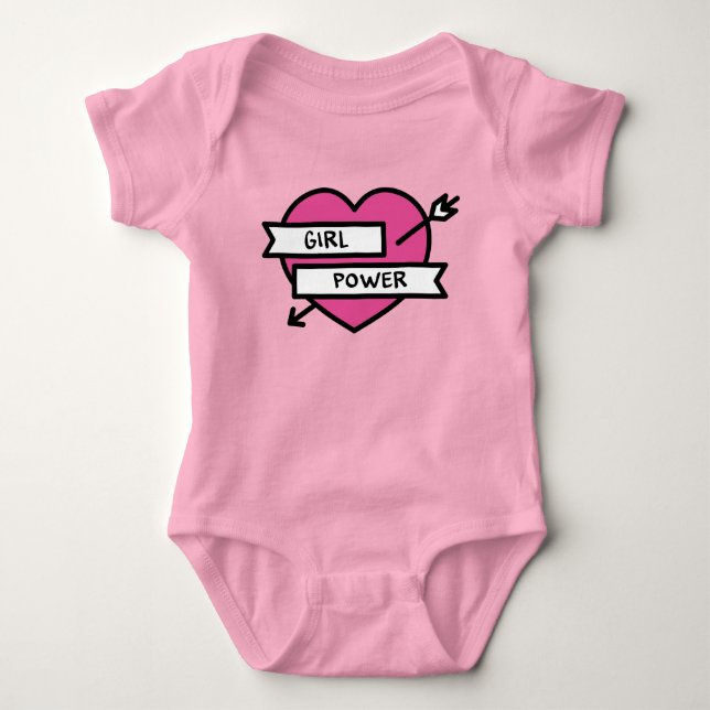 Girl Power Baby One Biet Bodykostym T Shirt (Framsida)