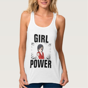 GIRL POWER FEMINIST MANGA ANIME T-SHIRTS LINNE MED RACERBACK 