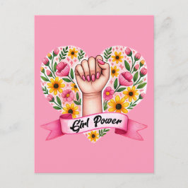 Girl Power Feminist Vykort