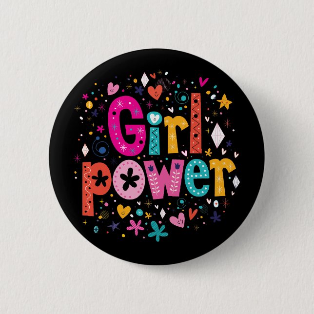 Girl Power Glossy Black Knapp (Framsida)