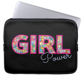 Girl Power | Gråfärgade gåvor av Blommigt till hen Laptop Fodral