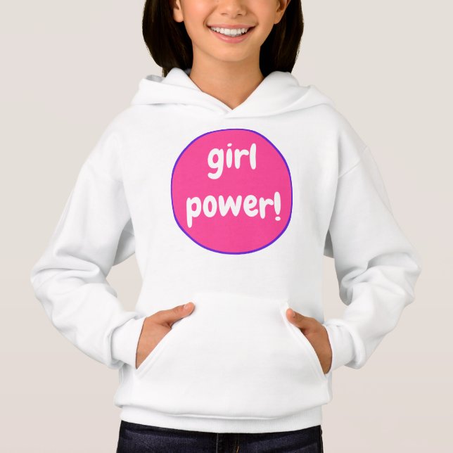 Girl Power on Rosa and Lila Hoodie Sweatshirt T Shirt (Framsida)
