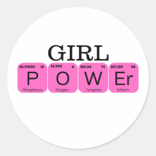 Girl Power Periodic Tablo Inslag Runt Klistermärke