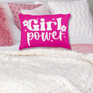 Girl Power Pink Accent Pillow Prydnadskudde