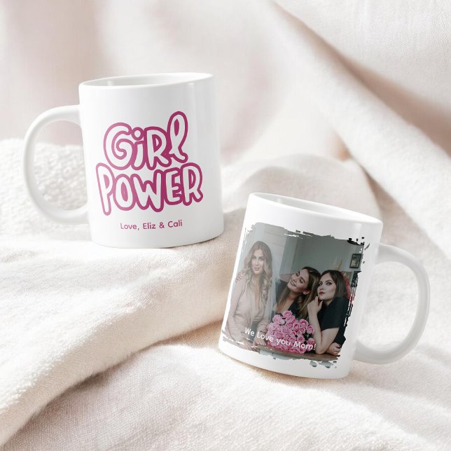 Girl Power Pink Cute Lettering Photo Mother's Day Jumbo Mugg (Skapare uppladdad)