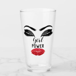 Girl Power Red Kiss Läppar Makeup Möhippa Glaskopp