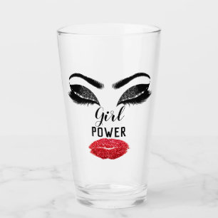 Girl Power Red Kiss Läppar Makeup Möhippa Glaskopp
