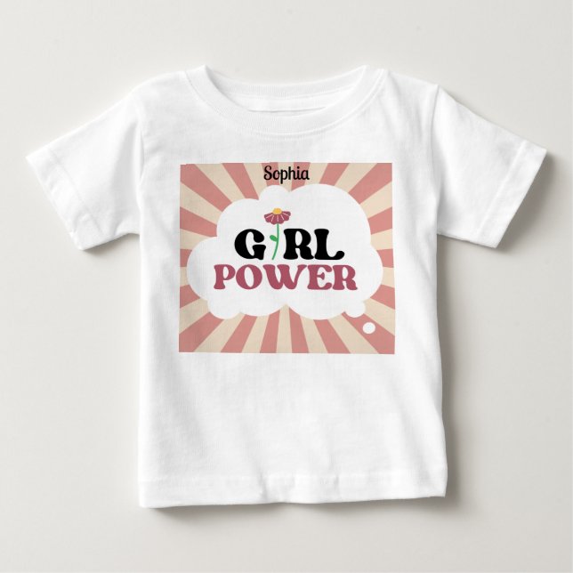 GIRL POWER. Redigerbart namn T Shirt (Framsida)