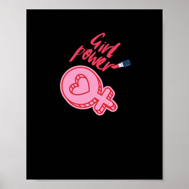 Girl Power Rosa Feminist Sticker Poster (Framsidan)