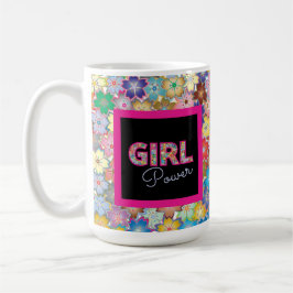 Girl Power | Rosa Girly Benice WildblommWomen Kaffemugg