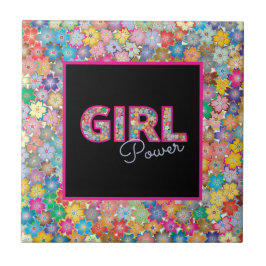 Girl Power | Rosa Girly Benice WildblommWomen Kakelplatta