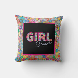 Girl Power | Rosa Girly Benice WildblommWomen Kudde
