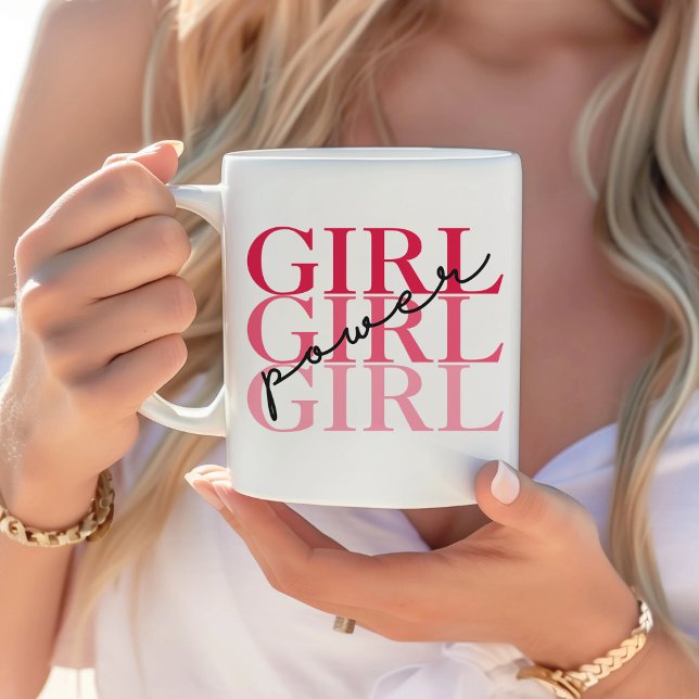 Girl Power | Rosa Modern feminist Kaffemugg (Skapare uppladdad)