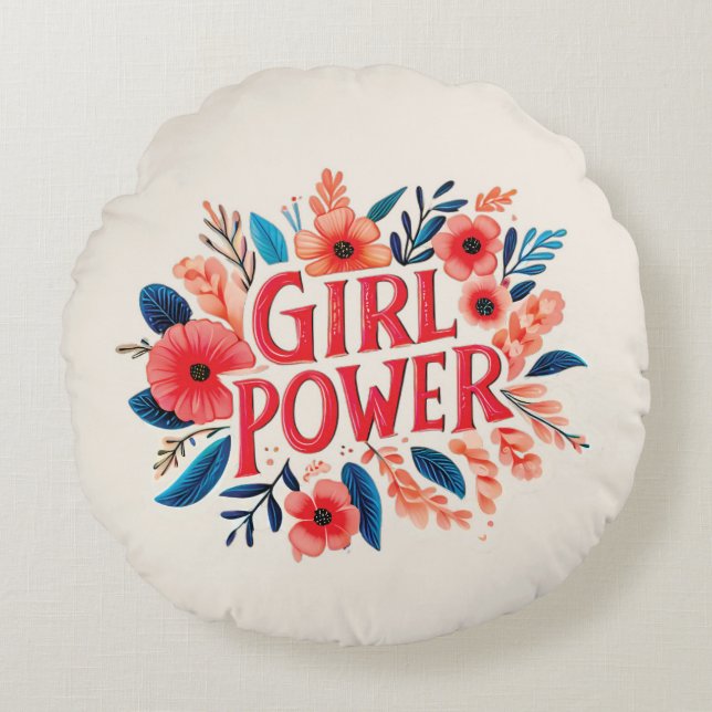 Girl Power Rund Kudde (Framsidan)