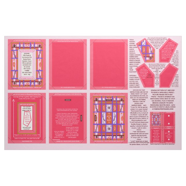 Girl Power Sewing Mönster tvättable ram & brooch Tyg (Fat Quarter)