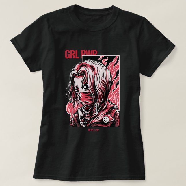 GIRL POWER | Söt animerad flicka T Shirt (Design framsida)