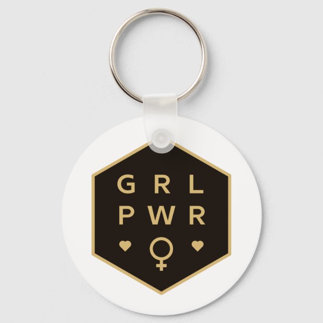 Girl Power | Svart färgstark grafik Nyckelring (Framsida)